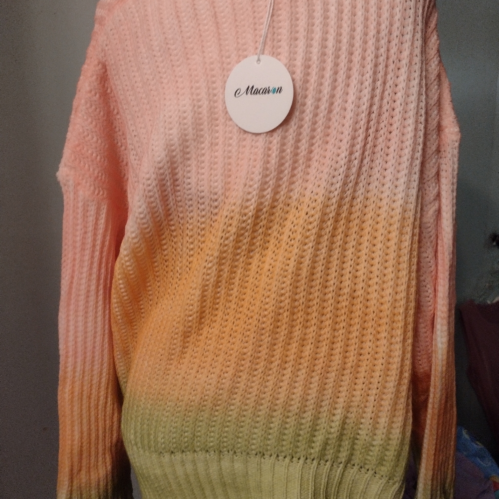 Val Marie ombre frayed edge sweater is a great burst if color and Trend - Picture 8 of 13